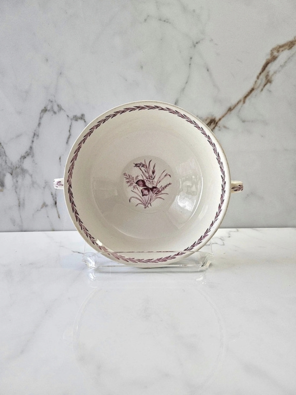 Vintage Wedgwood Etruria Mulberry Purple Clover Cream Soup Bowl